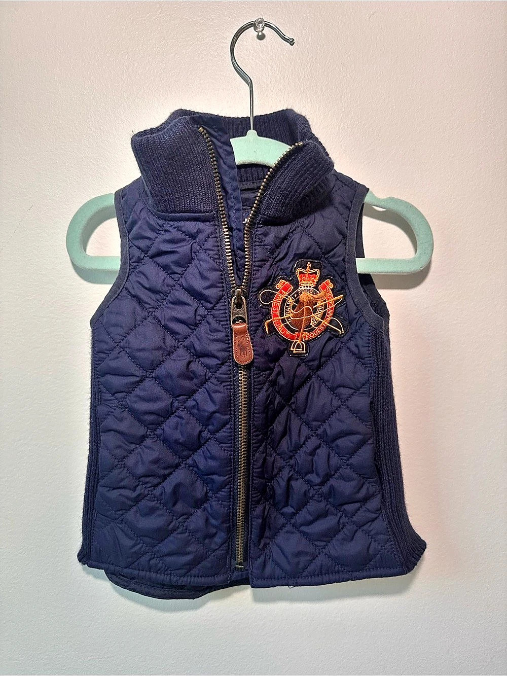 Ralph Lauren Crest-Patch Diamond-Quilted Vest in Blue